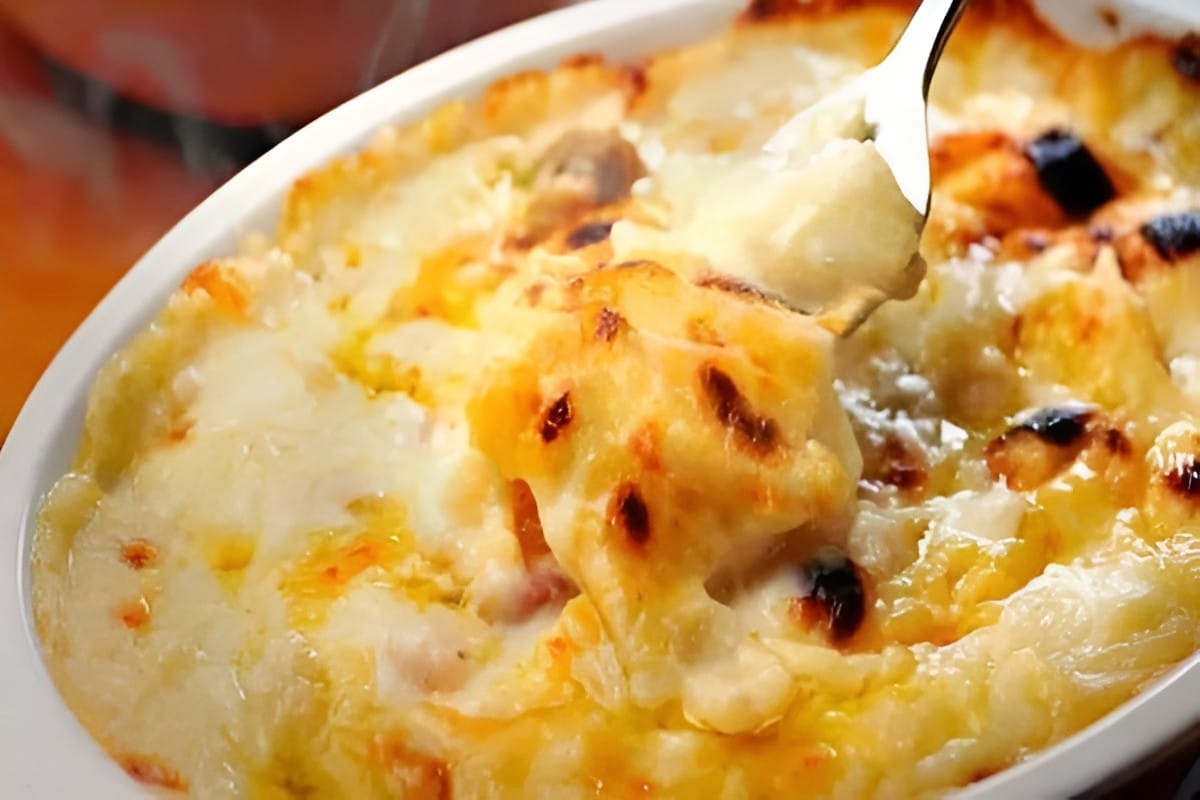 Bacalhau gratinado fácil de fazer e deixará todos com água na boca