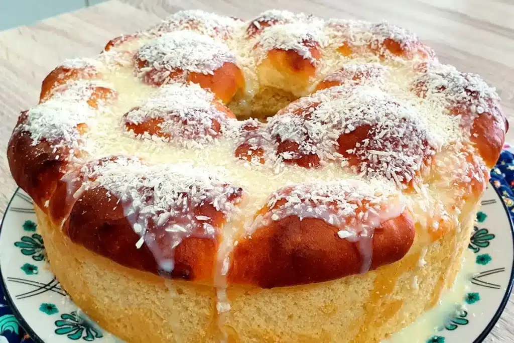 Pão Doce Sem Sovar Com Cobertura De Coco Para Um Café Da Manhã Especial Em Família 7 Pão Doce Sem Sovar